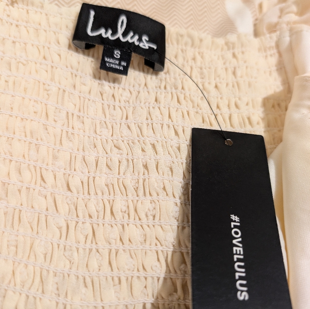 Lulu's Be a Dear Cream Swiss Dot Tie -front Skate Dress Size S - Picture 5 of 15